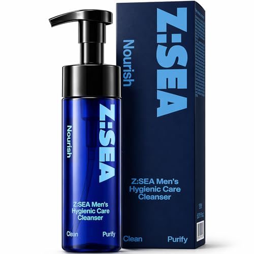 Z:SEA Mens Foaming Intimate Wash pH Balanced Cleanser with Cooling Menthol & Amino Acids Controls Odor Soothes Itching & Irritation Gentle Daily Hygiene for Groin Area - 5.29 Fl Oz