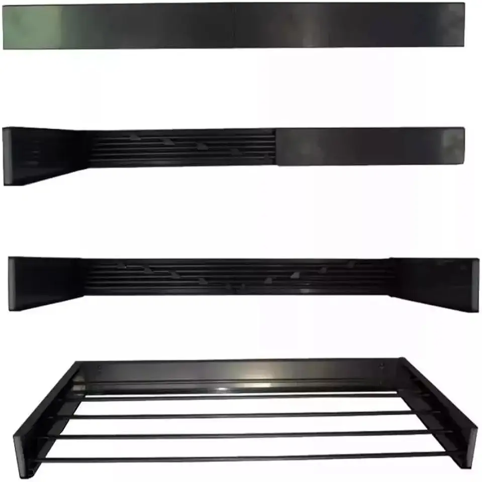 Varal de Parede Magico Dobrável Retrátil 80cm 5 Varetas Recolhível Invisível Mágico Roupas Apartamento Espaço Pequeno