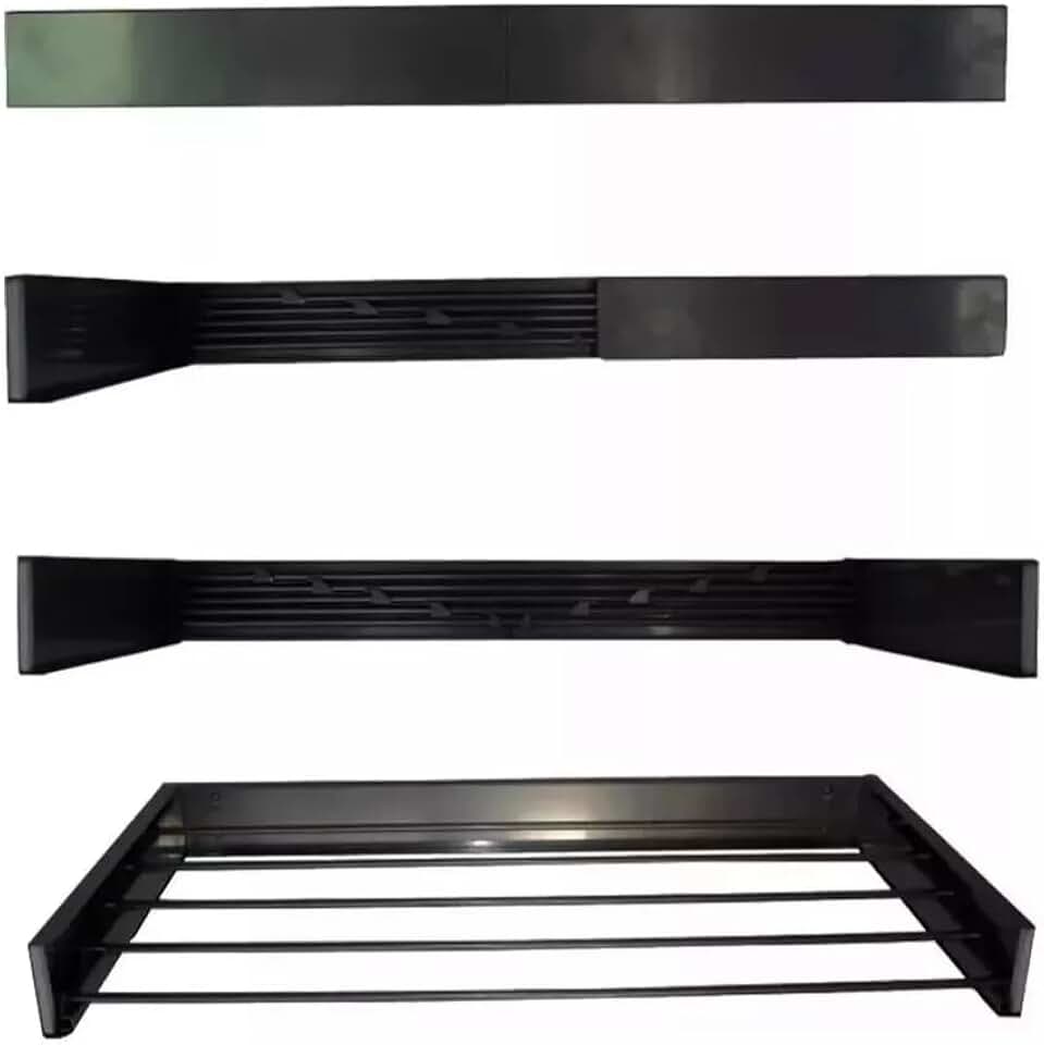 Varal de Parede Magico Dobrável Retrátil 80cm 5 Varetas Recolhível Invisível Mágico Roupas Apartamento Espaço Pequeno
