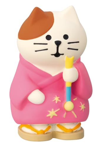 デコレコーポレーション コンコンブル concombre 線香花火にゃんこ みけ 夏宵 夕涼み 置物 フィギュア インテリア 雑貨 約W26×D28×H43mm ZSV-16834D