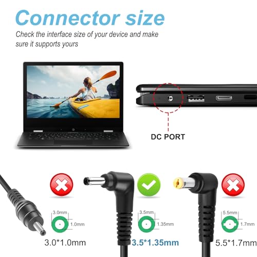 KFD 12V 2A 24W Oplader Acculader Voeding voor CHUWI Herobook Pro 14.1 Zoll Notebook, Jumper EZBOOK 3 Pro X3 X4 3 Plus, Medion Akoya E2221T S2218 2217 E2213, LincPlus P1, TECLAST F6 Laptop 13,3" AC Lader Netvoeding Adapter 3,5 * 1,35mm - Afbeelding 3