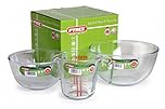 Pyrex 3pc Jug & Bowl Set (1 & 2 Litre Bowls + 0.5 Litre Measuring Jug)