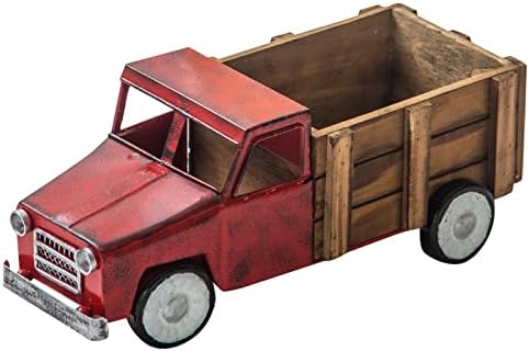 XuHong Home Antique Truck Decor, Vintage Pick-up Metal Truck Planter, Farmhouse Decorative Collectible Vehicles Tabletop Storage，Truck Christmas Decor & Great Gift for Holiday(Christmas Red)