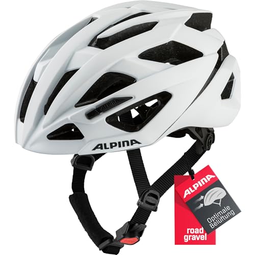 Alpina VALPAROLA - Stoßabsorbierender, Optimal Klimatisierter & Leichter Fahrradhelm Mit Antibakteriellen Polstern Für Erwachsene, White matt, 55-59 cm