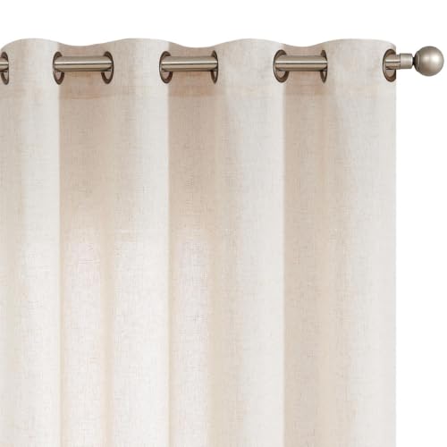 jinchan Linen Curtain Custom Size Light Filtering Grommet 1 Panel Beige