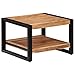 Produktbild Festnight Retro Couchtisch mit Ablage | Vintage Wohnzimmertisch | Holz Beistelltisch im Industrie-Design | Sofatisch mit Metallbeinen für Wohnzimmer Schlafzimmer | 60 x 60 x 40 cm Massivholz Akazie