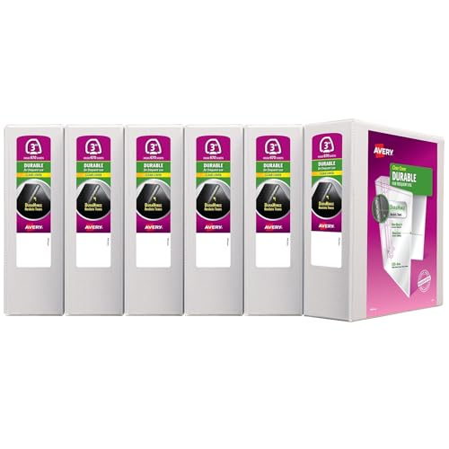 Classeur à 3 anneaux blanc Avery avec anneaux EZD 7,6 cm grand format pour rangement archive