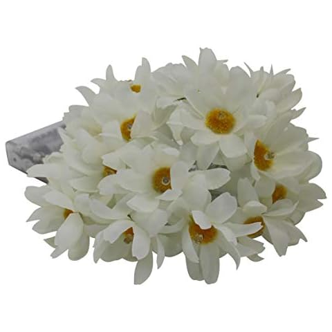 CVHOMEDECO. White Daisy String Lights Artificial Silk Flowers Battery Powered w/Timer Fairy Starry Lights for Home Wedding Birthday Party Décor, 8 ft/20 LEDs Cover