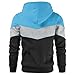 Gesean Mens Fashion Hooded Long Sleeve Color Hip-Hop Sweatshirt Hoodies Blue Large