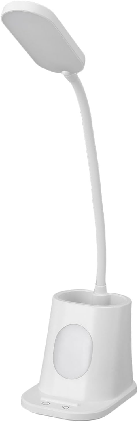 Fockety Bedside Light, Flexible Gooseneck 3 Color Modes Reading Lamp Desk Lamp Table Light with Pen Holder for Bedside Office College Dorm Room Bedrooms Living Rooms Camping Travel