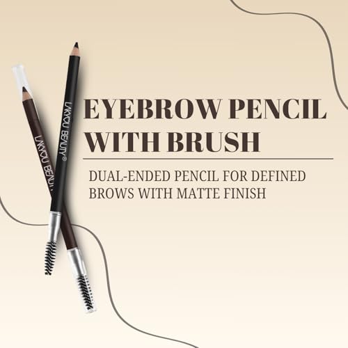 Image of Lakyou Beauty Eyebrow Pencil With Brush | Black 1.5g | Dual-Ended Brow Definer Pencil With Matte Finish | Precision Tip For Natural, Defined & Long-Lasting Brows