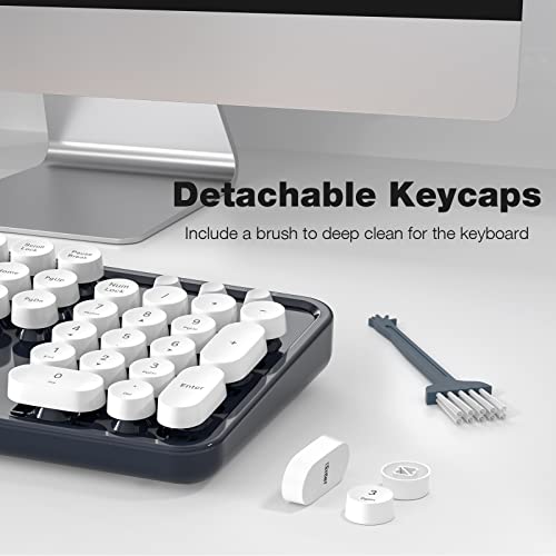 Image of KNOWSQT Wireless Keyboard and Mouse Combo - White-DarkBlue Full-Sized 2.4 GHz 104 Keys Typewriter Keyboard, Flexible Round Keycap and Optical Mouse for Windows, Computer, PC, Laptop, Desktop, Mac