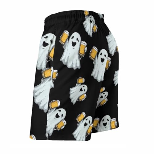 Cute Ghost Holding Beer Mens Swim Trunks Quick Dry Board Shorts Beach Swimwear Bathing Suits4