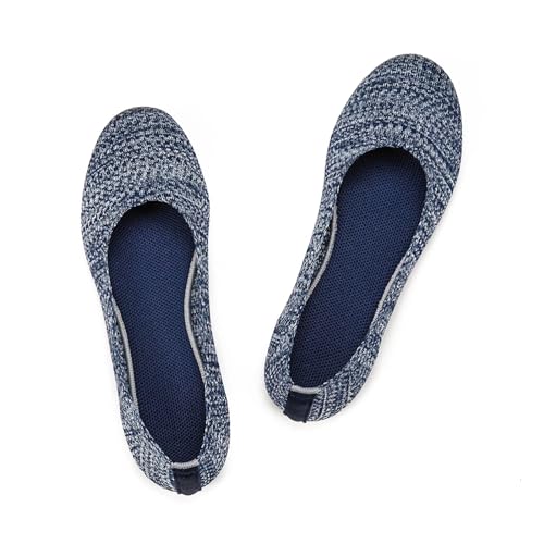 Image of Frank Mully Women's Ballet Flat Shoes Knit Dress Shoes Round Toe Slip On Ballerina Flats for Woman Low Wedge Comfort Soft
