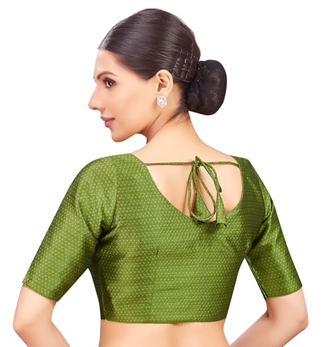 Image of Studio Shringaar Women's Brocade Half Sleeve Bright Readymade Saree Blouse