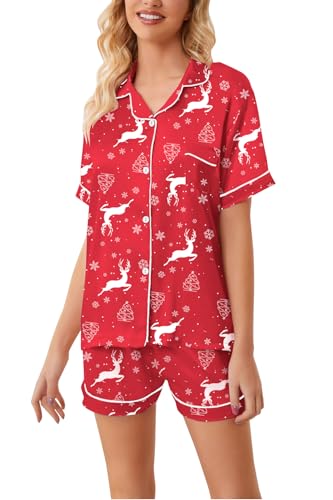 Image of Schbbbta Girls Womens Pajamas, Satin Silky Pjs Set Kids 2Pcs Button-Down Nightwear Sleepwear Gift for Mommy and me