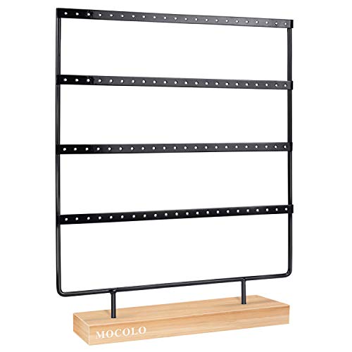 Soporte para pendientes, organizador de pendientes, soporte de exhibición para pendientes colgantes (88 agujeros y 4 capas) (negro)