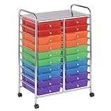 ECR4Kids 20-Drawer Mobile Organizer, Storage Cart, Assorted