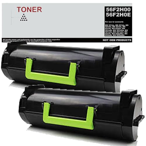Lot de 2 toners 56F2H00 compatibles Lexmark MS321 MX321 pour imprimante de bureau
