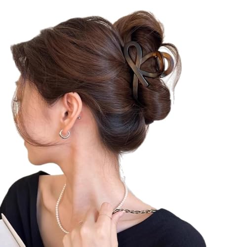 ヘアクリップ バンスクリップ リボン 小さめ おしゃれ 可愛い ヘアアクセサリー 髪留め 大人 しっかり留まる レディース マットべっ甲色