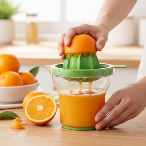 Image of Manual Citrus Juicer with Squeezer Cone 1 Pc | Transparent Juice Collector Hand Juicer | Portable Orange Lemon Lime Juicer, BPA Free Easy Clean Juice Maker