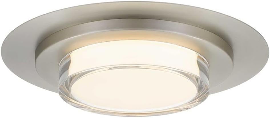 BOWERY HILL Modern Round 16-Inch LED Outdoor Flush Mount, Brushed Stainless Steel Frame, Molded Acrylic Diffuser, Adjustable 3-CCT Lighting, Wet-Rated Porch Light, Durable Exterior Fixture