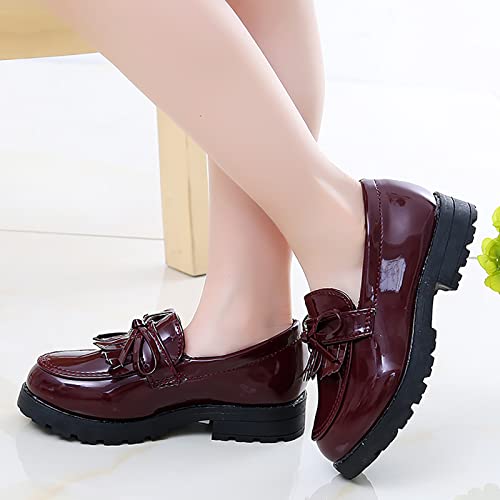 Boys Slip on Shoe Girls Slip On Leather Loafer Tassel Bow Flats School Dress Shoes for Girls and 1 Boys4