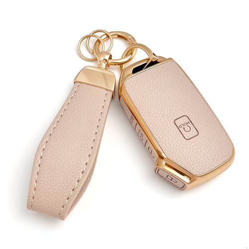 Coque de clé Kia luxe cuir beige | Finition haut de gamme pour Telluride Sorento Niro