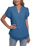 Famulily Sommerliches Chiffon-T-Shirt für Damen, V-Ausschnitt...