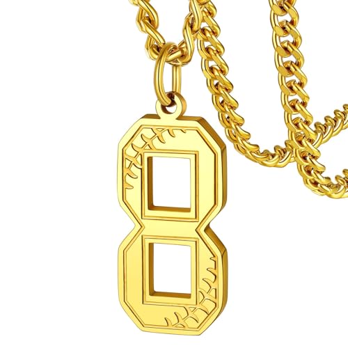 FaithHeart Lucky Number Pendant Necklace for Men Women, Stainless Steel Athlete Sports Jewelry Personalized Customizable Black 1