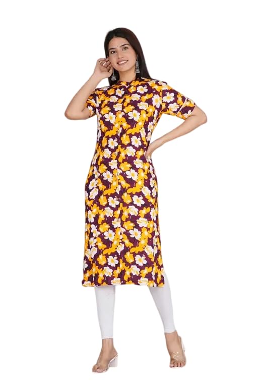 Floral Printed Short Sleeve Collared Aline Kurti for Women’s