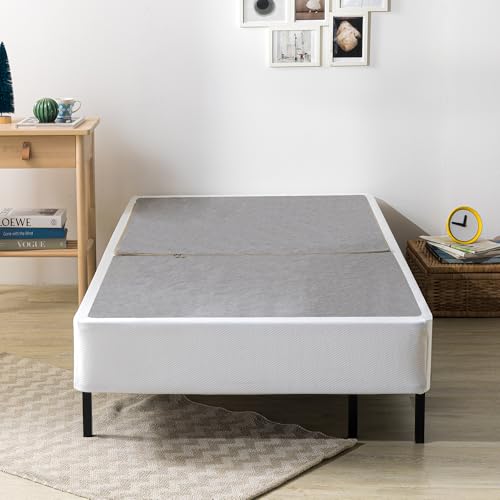 ZINUS No Assembly Metal Box Spring, 7.5 Inch White Mattress Foundation, Sturdy Metal Structure, Twin