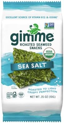 gimMe Premium Roasted Seaweed, Sea Salt,. 35oz (10g)