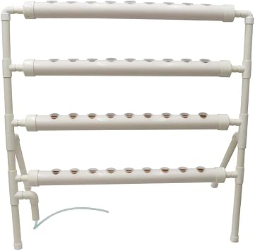 Wall-Mounted Hydroponic Grow Kit 36 Plant Sites Hydroponics Planting System 4 Food-Grade PVC Pipes Hydroponic Gardening Indoor System with 110V Well Pump,Planting Sponge,Hose