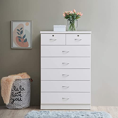 Hodedah Import Hi70Dr White Chest Of Drawers With Locks #TOP6