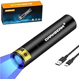 DARKBEAM Torcia UV 365nm - Luce Ultravioletta Nera Portatile Mini Lampada di Wood - Potente Blacklight Ricaricabile USB per individuare Urine animali domestici, Perdite, Resina Polimerizzazione