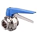 DERNORD Butterfly Valve with Blue Trigger Handle Stainless Steel 304 Tri Clamp Clover (1.5 inch Tri Clamp Butterfly Valve)