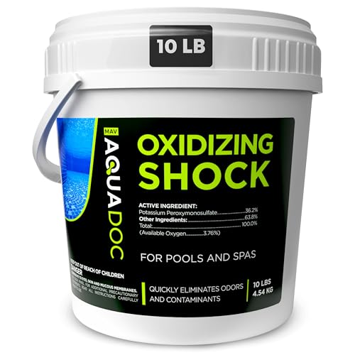 AquaDoc Chlorine Free Oxidizing Shock for Pools Hot Tubs and Spas - 10 lb - Oxygen Based Pool Shock for Hot Tub and Spa - Made in USA