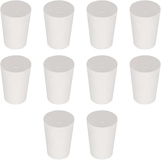 Labasics 10PK 1# Solid Rubber Stoppers - Size: 0.55" Bottle, 0.75" Top, 1.02" Length - White Tapered Lab Seal Rubber Stoppers