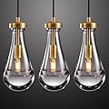 Joyunleo Raindrop Pendant Lights Set of 3, Pendant Lights Kitchen Island 3 Pack, Teardrop Glass Pendant Lights for Bedroom Bathroom, Island Lights, Chandelier for Living Room Hallway, Bulb Included
