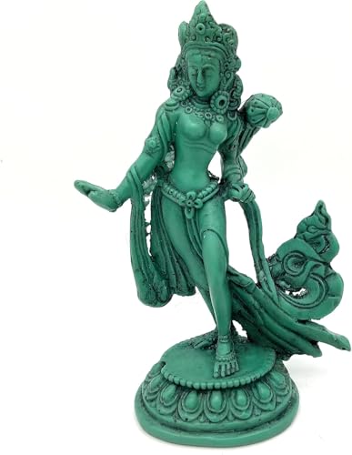 Estatua Green Tara de 5 pulgadas en resina miniatura 7