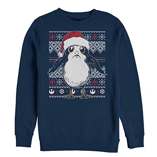 STAR WARS Men's The Last Jedi Ugly Christmas Porg Sweatshirt - Navy Blue - X Large