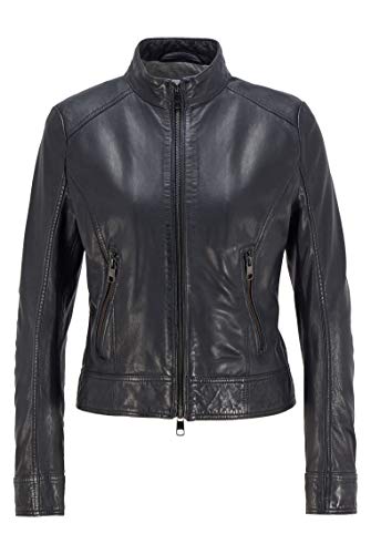 Preisvergleich Produktbild BOSS Damen Jabelia Lederjacke im Biker-Stil mit Jersey-Innenfutter