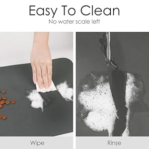 Thinkpet dog food mat cat food mat pet feeding mat for food and water bowl puppy placemat nonslip waterproof 236157 grey  urban country home decor