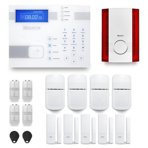 Alarme maison sans fil SHBi 4 à 5 pièces mouvement + intrusion + sirène extérieure - Avec module GSM