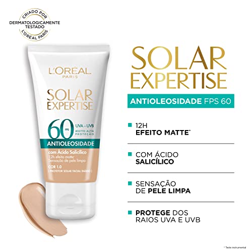 Protetor Solar Facial L'Oréal Paris Solar Expertise Antioleosidade Fps60 Cor 1.0 Clara 40G