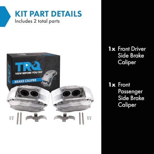 Image of TRQ Front Brake Caliper Set Zinc Coated Brackets Compatible with 2004 Infiniti G35 2003-2009 Nissan 350Z