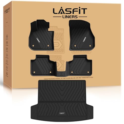 LASFIT Floor Mats & Cargo Mat for 2023 2024 2025 BMW X1 xDrive28i M35i xDrive, Custom Fit TPE All Weather Waterproof Floor Liners Full Set Car Liners, Black