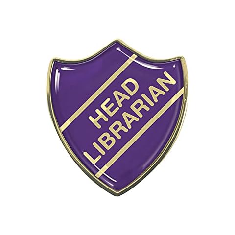 Head Librarian Purple School Shield Badge Cover