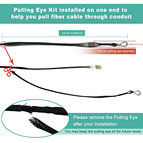 Bangun 10 Meters OM3 Fiber LC to LC Outdoor Armored Fiber Optic Cable, 10GB/Gigabit Multimode Fiber Patch Cable Duplex 50/125 with Pulling Eye Kit Installed on one end, 30 feet by Bangun - Used condition - Image 4